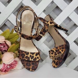 Stuart Weitzman Leopard Strappy Sandal High Heels Size 8